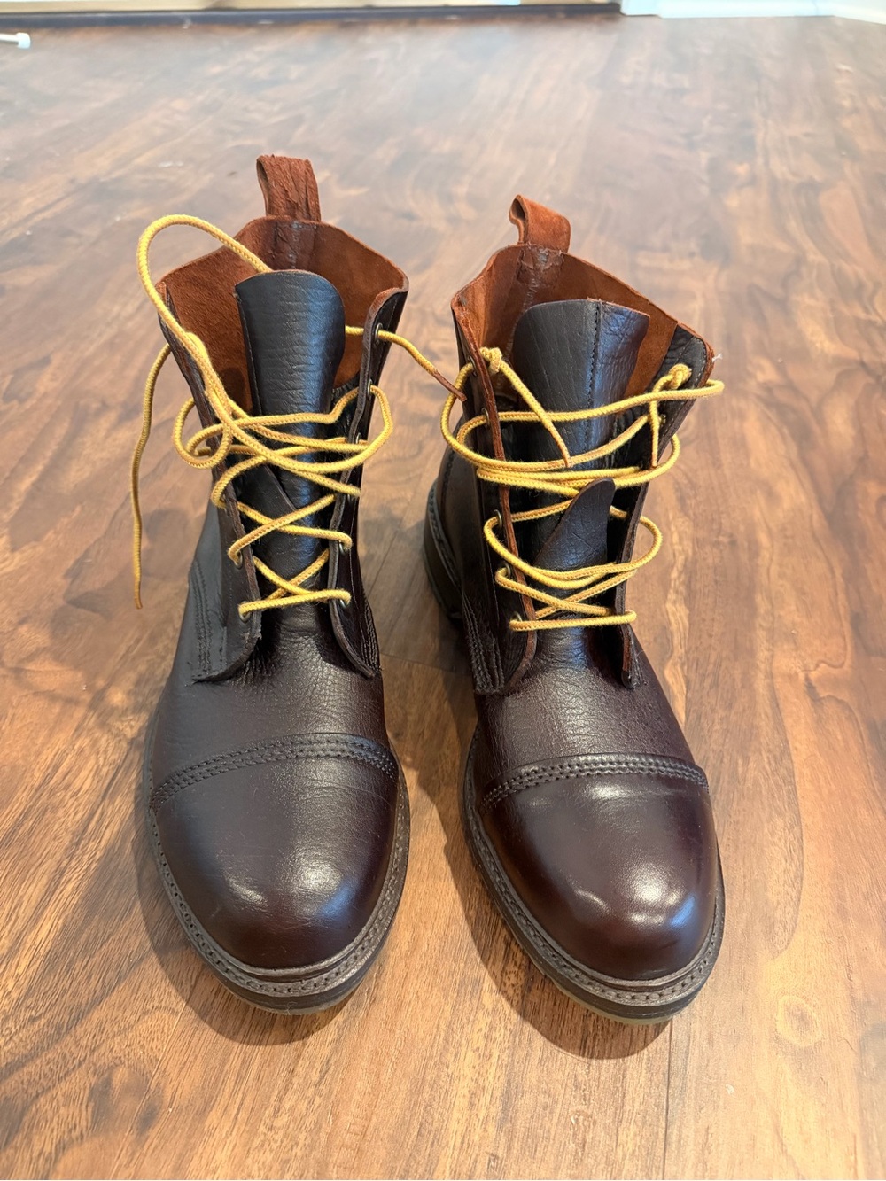 Men's Allen Edmonds Normandy Dark Brown Leather Cap-Toe Lace-Up Boots NEVER WORN - Picture 2 of 5